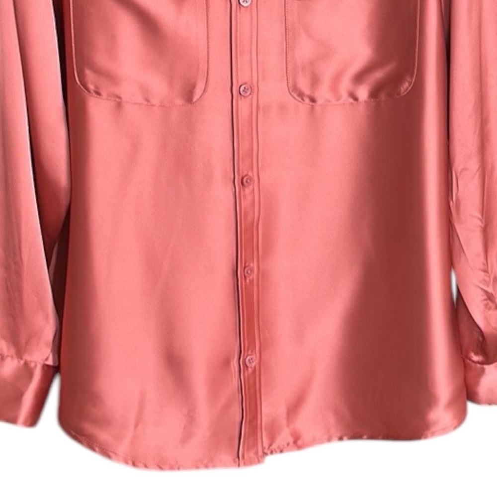 ALFANI Satin Utility Blouse XXL Dusty Rose Button Front Career Office Quiet Lux - Picture 4 of 14
